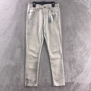 Rag & Bone Jeans Womens Size 26 Beige Metallic Cate Skinny Ankle